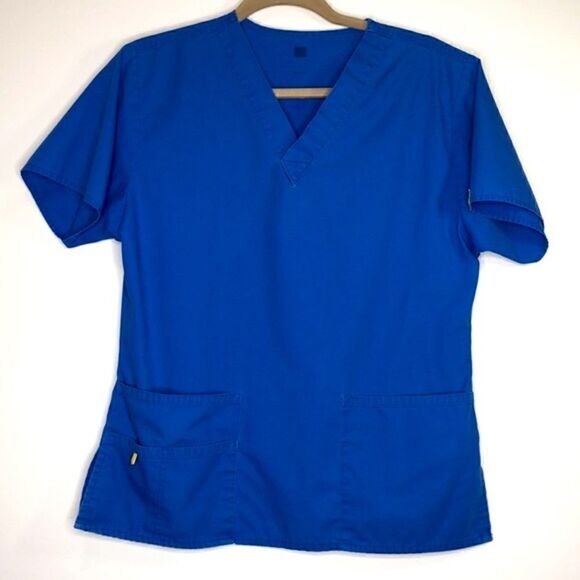 Wonderwink Spread Good Cheer True Blue Scrub Top Short Sleeve, Size (S) - Picture 5 of 6